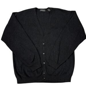 Van Heusen Cardigan Sweater Mens Sz Medium Gray Knit Button Front Grandpa Grunge